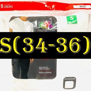 Fruit of the Loom Men's Active Cotton Blend White Crew Undershirts, 8 Pack